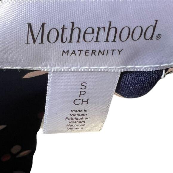 Motherhood Maternity Navy Leaf Print Wrap Dress Knee Length Belted Size Small - Picture 6 of 6